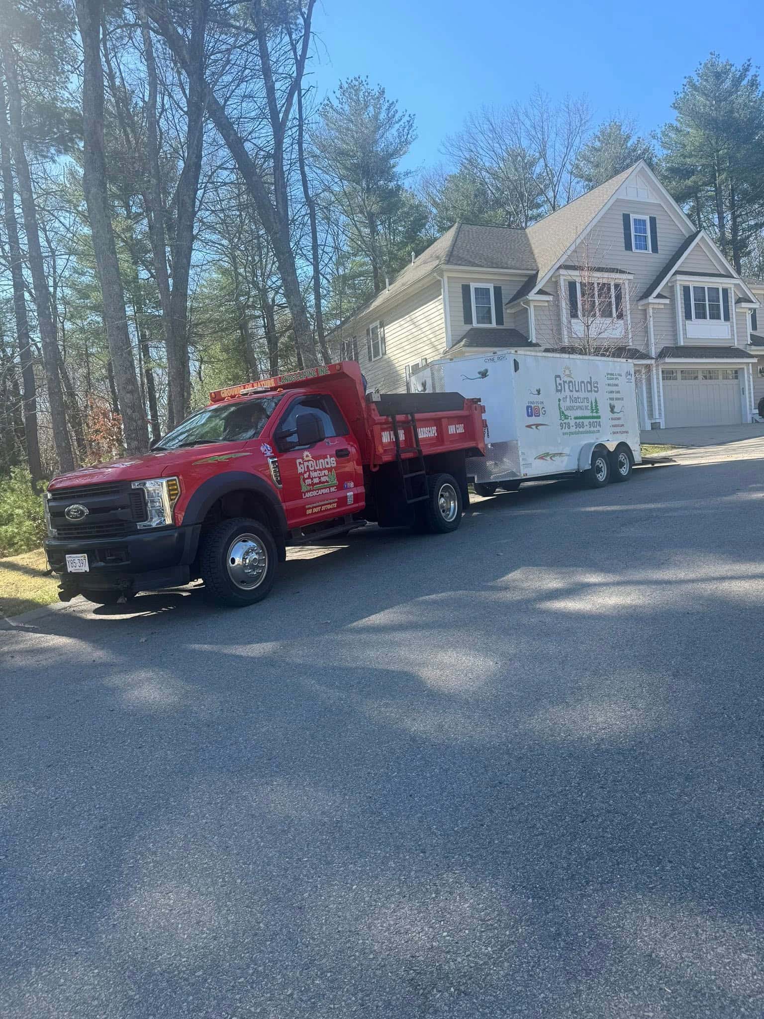 Grounds of Nature Landscaping Inc truck providing professional landscaping and hardscaping services